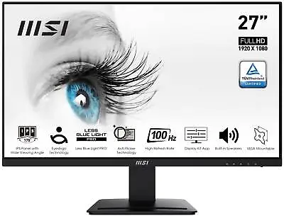 MSI PRO MP273A 27  FHD Business Flat IPS Monitor 100Hz/1ms Build-in Speaker • $79.99