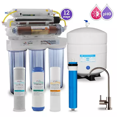 12 Stage UV DI PH  5-1 Alkaline 50GPD Drinking Ro System With BN Modern Faucet • $314.95