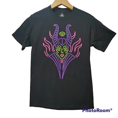 Disney Parks Maleficent Short Sleeve Neon Villian Black T-Shirt Size Small • $12.74