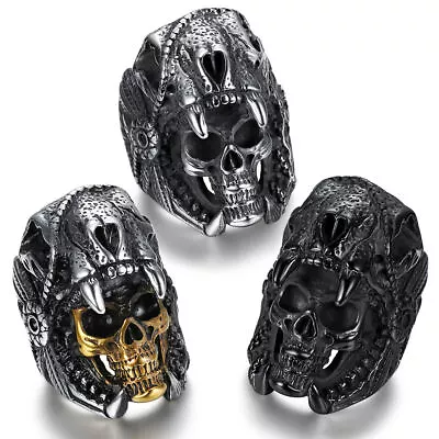 Heavy Huge Stainless Steel Skull Ring Men Motorcycle Riders And Bikers Rings Men • $10.99