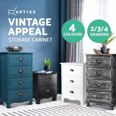 Artiss Bedside Table Chest Of Drawers Table Storage Cabinet Dresser Vintage • $72.95