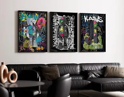 Set Of 3 Zombie Kaws Art Pieces Canvas Wall Art Home Decor • $384.99