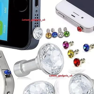 5x Diamond Bling Dust Cap Cover Earphone Jack Samsung Galaxy S/S2/S3/S4/S5/S6 • £2.99