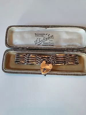 £450 • Buy Antique 9ct Rose Gold S.blanckensee & Son (c 1921) 5 Bar Gate Bracelet 17.85 Gms