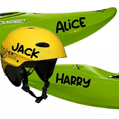 2 X Personalised Kayak Name Sticker DecalCanoe Helmet Name Sticker Decal. FT8 • £3.25