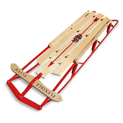 Flexible Flyer Metal Runner Steel/Wood 60  Long Snow Slider Sled For Kids Red • $159.99