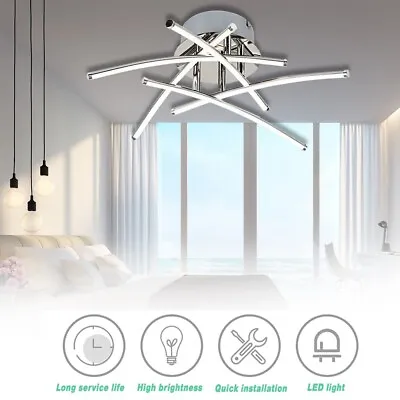 5-6 Lights Dimmable LED Ceiling Light Modern Chandelier For Living Room Bedroom • £29.95