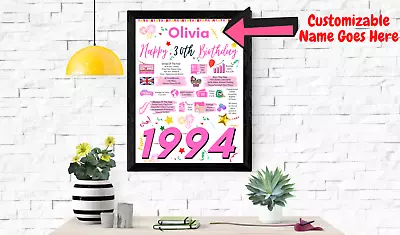 30TH Birthday Gift Present | 1994 The Year You Were Born Poster | Personalised • £4.95