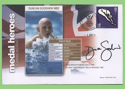 G.B. 2010 Medal Winners Duncan Goodhew OBE Signed Commemorative Cover • £6