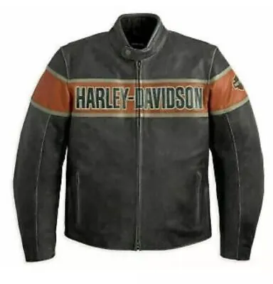 Men's Harley Davidson Victory Lane Distressed MOTORCYCLE Leather Jacket • $146.99