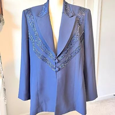 MOSHITA COUTURE Beaded Embellished Longline Suit Blazer—SZ. 18 • $45