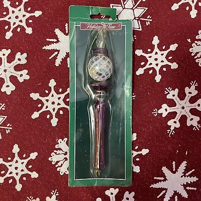 Vintage Holiday Time TREE TOPPER Style Ornament Glitter Glass Ornament • $13