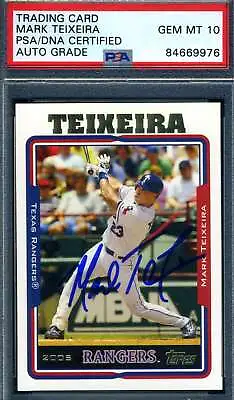 Mark Teixeira Gem Mint 10 PSA DNA Signed 2005 Topps Autograph • $55