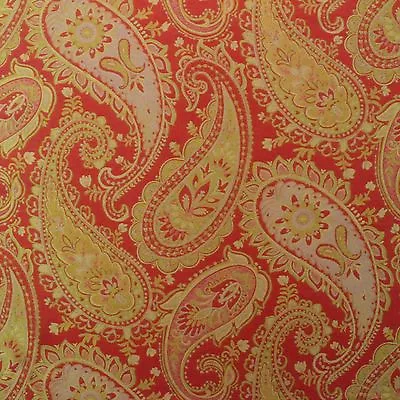 P Kaufmann Painterly Paisley Poppy Red Gold Jacquard Upholstery Fabric By Yard • $10.99