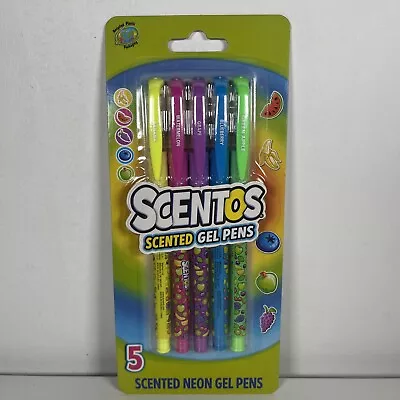 £4.99 • Buy Scentos Fruit Scented Neon Coloured Gel Pens - Pack Of 5 - Brand New