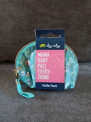 Itzy Ritzy Mama Baby Paci Everything Pacifier Pouches Holder Teal Pouch • $8