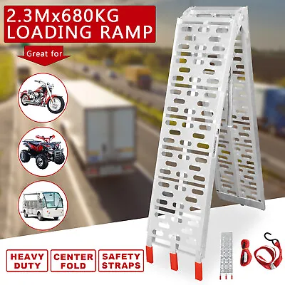 680KG Folding Loading Ramp 2.3M Single Aluminium Quad ATV Motorcycle Trailer • $139.90