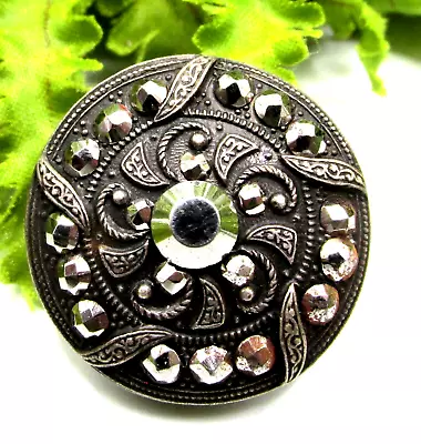 Sparkly Victorian Cut Steel Button W/ Pinwheel Design D23 • $3.99