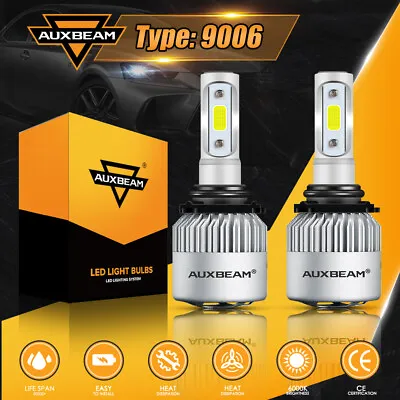 AUXBEAM 9006 Turbo LED Headlight Bulbs HID Kit HB4 72W 8000LM 6000K Low Beam S2 • $21.99