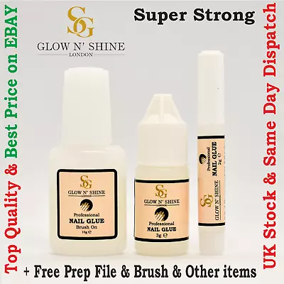 EXTRA STRONG NAIL GLUE WITH BRUSH 💅2g 3g 10g💅 ACRYLIC NAILS💅 FAKE NAIL GLUE💅 • £2.99