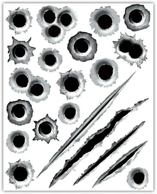 $3.99 • Buy 4pcs Waterproof Hole Cool Sticker 3D Bullet Fire Monster Scratch Decorations USA