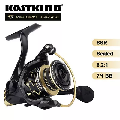 Kastking Valiant Eagle Spinning Fishing Reel Freshwater Saltwater Reel 6.2:1 • £55.66