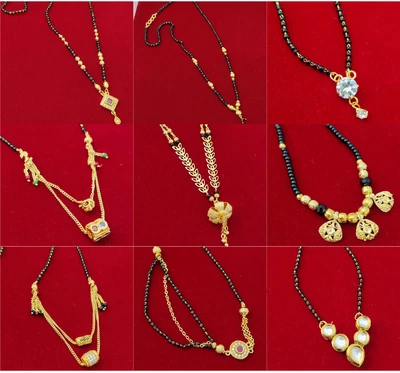 $21.12 • Buy Indian Traditional Black Beads Gold Plated Short Mangalsutra Women/Girls Jewelry