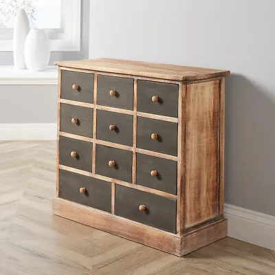 Natural Wooden Merchant Chest Of Drawers Storage Sideboard Bedroom Living Room • £74.99