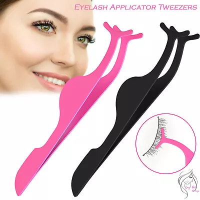 Eyelash Tweezer Applicator Tool False Eyelashes Fake Lashes Black 2 Colours UK • £1.99