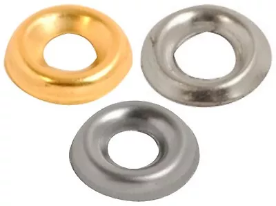 SCREW CUP WASHERS No6 8 10 COUNTERSUNK SCREWS Nickel / Brass / Stainless Steel • £2.99