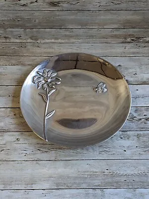 MARIPOSA BRILLANTE Serving Plate Round Mexico 10  Aluminum Bumblebee Daisy • $24