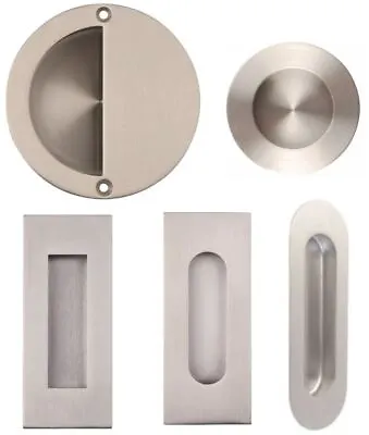 Flush Pull Recessed Sliding Door Handle Round Square Oval Oblong Moon SSS Or PSS • £9.45
