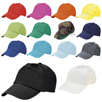 Baseball Cap 14 Colours Classic 5 Panel 100% Cotton Adjustable Unisex Sports Hat • £1.99