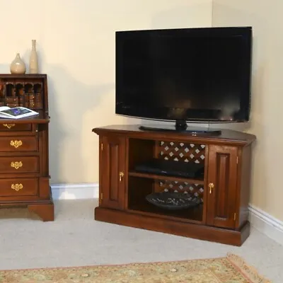 Solid Mahogany Traditional Style Corner TV Unit Two Panelled Doors NEW CBN002 • £350