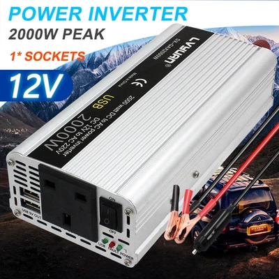 £39.99 • Buy Lvyuan Power Inverter 12V To 240V 800W 2000W Converter Car Plugs USB AC Outlet 