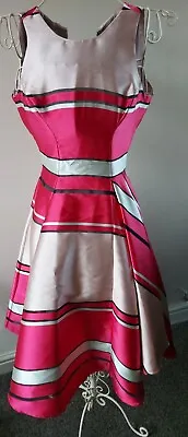 £12 • Buy Coast Pink Stripe Fit And Flare Occasionwear Dress 50s Style Size 8 Uk