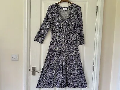 £14.99 • Buy Brora Dress. Size 12. Purple, Green Floral, Leaf Pattern. Liberty Print. Jersey
