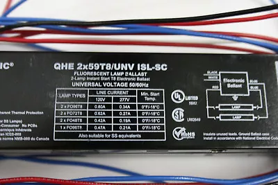 2 Fluorescent Ballast SYLVANNIA OSRAM QHE 2x59 T8/UNV ISL-SC 120-277v • $23.99