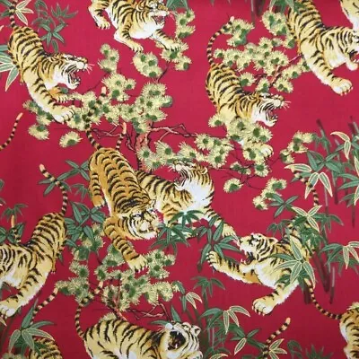 £4.50 • Buy Japanese Fabric 100% Cotton By Nutex Metallic Shina Tigers 112cm (44 ) Wide Red