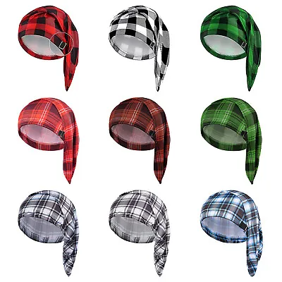 Mens Night Stocking Cap Elastic Band Sleeping Hat Adjustable Plaid Cap Smooth • $8.54