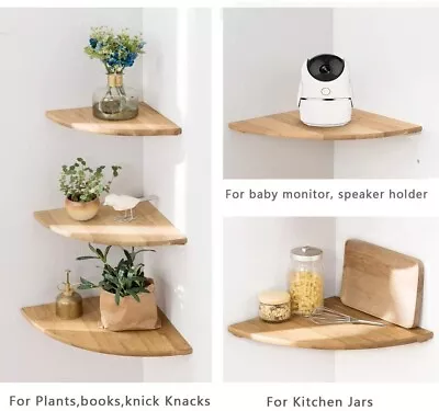 £5.95 • Buy Floating Corner Shelf Shelves Wooden Wall Storage Display Shelf Unit Wall Mount