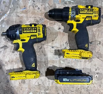 18V STANLEY FATMAX V20 2 PIECE DRILL IMPACT DRIVER COMBO KIT 2.0AH Inc 2 BATT • $45