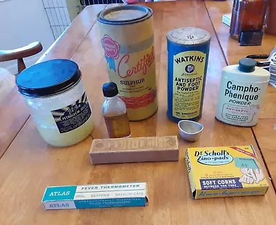 Vintage Lot Of Medicine Bottles And Other Medicine Cabinet Stuff • $25