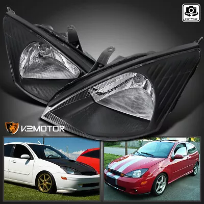 $85.38 • Buy Black Fits 2000-2004 Ford Focus Headlights Head Lamps Left+Right Pair 00-04