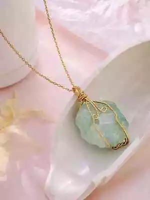 $6.29 • Buy Natural Gemstone Necklace Chakra Stone Pendant Energy Healing Crystal With Chain
