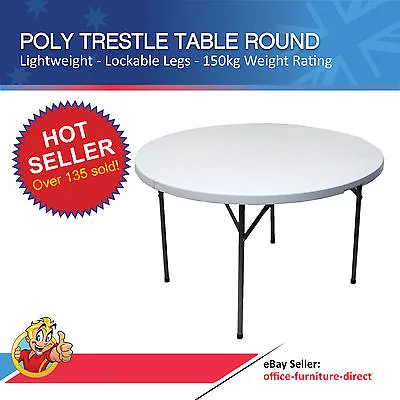 $367 • Buy Trestle Table Round Banquet Wedding Folding Leg Tables Outdoor Function Event 