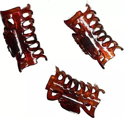 3 Small Mini 4cm Tort Brown Plastic Hair Claws Clips Clamps Jaw Clips • £3.18