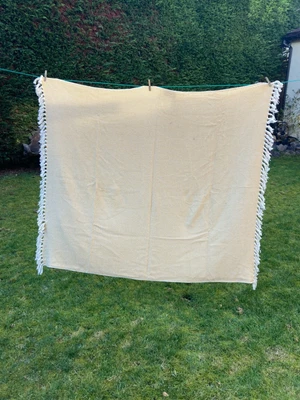 £4.99 • Buy Soft Tassel Trim Cotton Knit Throw Over Bed Sofa Blanket Warm Yellow 70  X 51 