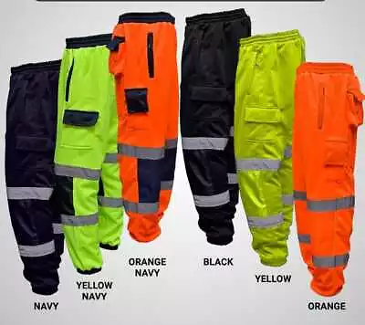 Hi Viz Vis Fleece Trousers Jogging Bottoms Safety Work Joggers Sweat Pants S-5XL • £21.99