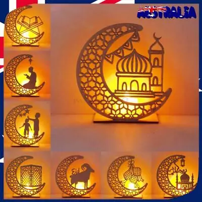 Eid Mubarak Ramadan Wooden Moon Star Ornaments Candle Light Muslim Islam AUS • $8.99